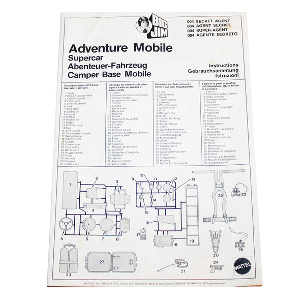 Jouet vintage notice originale Big Jim Agent Secret / Adventure Mobile / Supercar / Camper Base Mobile ( 1982 )