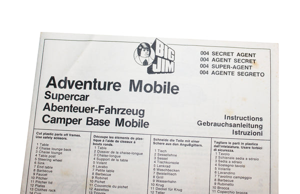 Jouet vintage notice originale Big Jim Agent Secret / Adventure Mobile / Supercar / Camper Base Mobile ( 1982 )