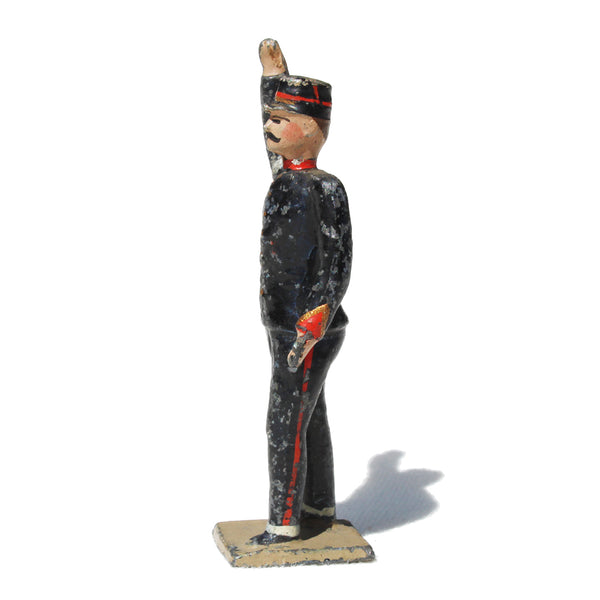 Ancienne figurine en plomb plein CBG Mignot soldat français / Servant Artilleur de campagne