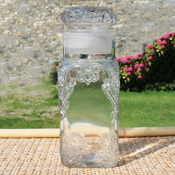 Ancien grand bocal / pot à confiserie d'épicerie en verre