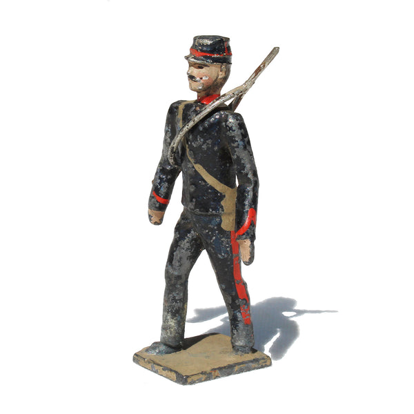 Ancienne figurine en plomb plein CBG Mignot soldat français / Artilleur de campagne à pied