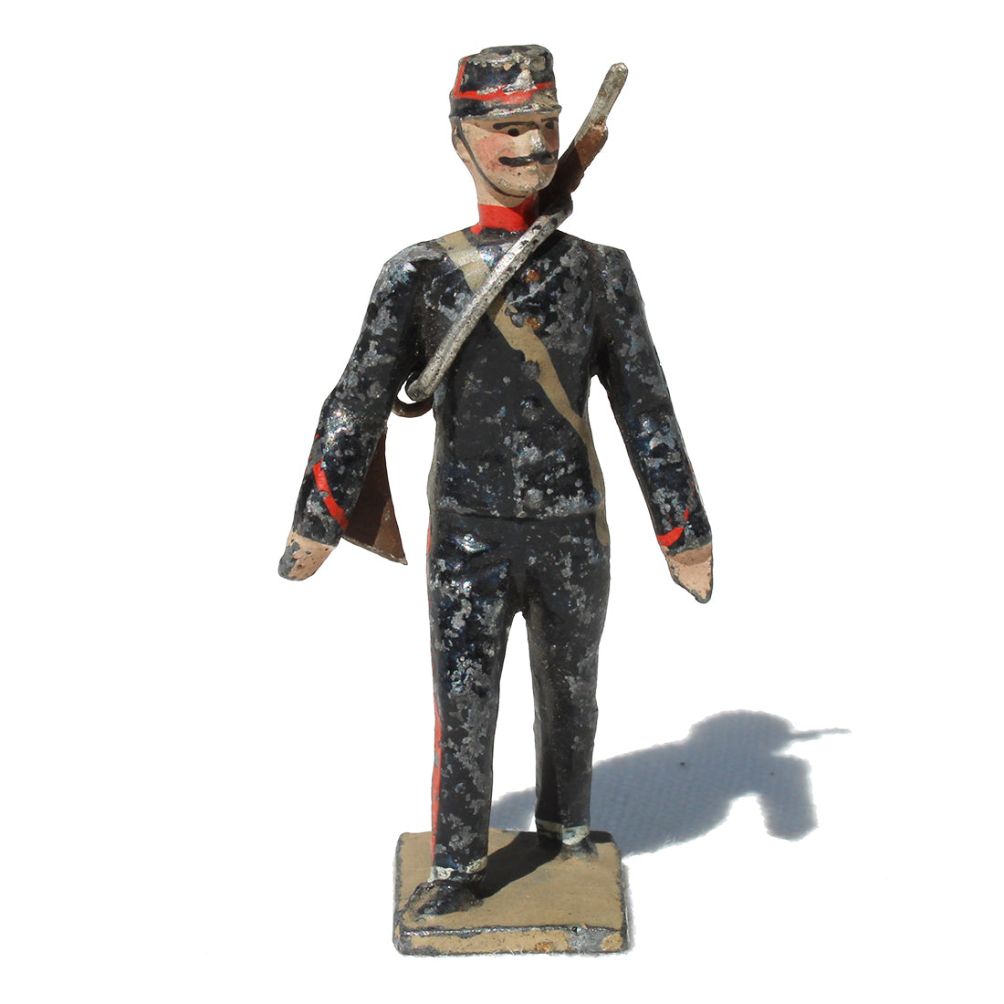Ancienne figurine en plomb plein CBG Mignot soldat français / Artilleur de campagne à pied