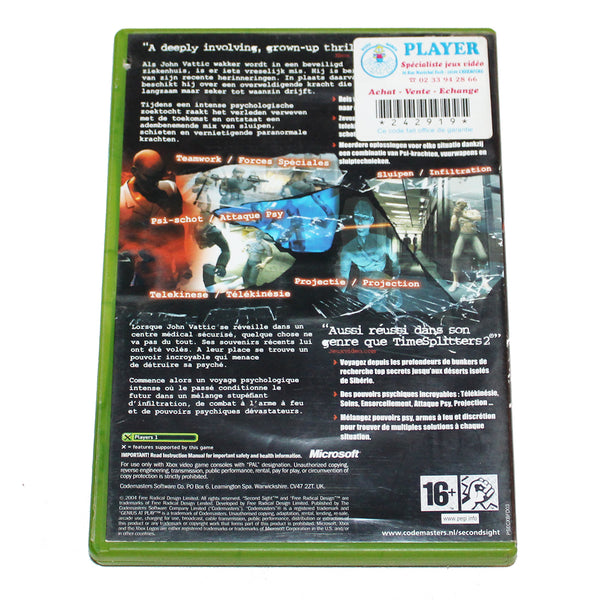 Jeu vidéo Xbox Second Sight complet ( 2004 ) PAL