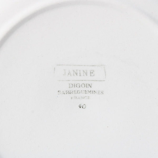 Ensemble de 6 assiettes plates 22.5 cm en faïence de Digoin Sarreguemines modèle Janine