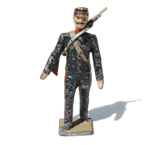 Ancienne figurine en plomb plein CBG Mignot soldat français / Artilleur de campagne à pied