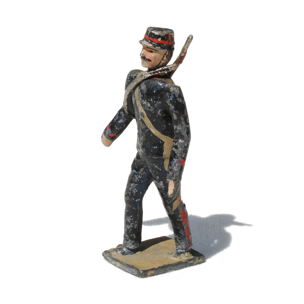 Ancienne figurine en plomb plein CBG Mignot soldat français / Artilleur de campagne à pied