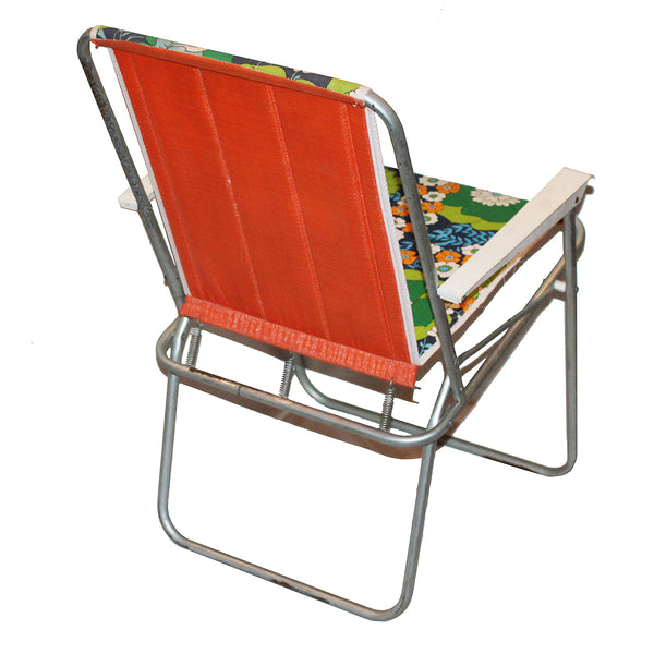 Chaise pliante de camping vintage tissu à fleurs ( no Lafuma )