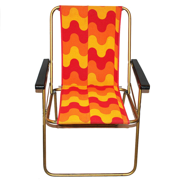 Chaise pliante de camping vintage Lafuma tissu à motifs géométriques