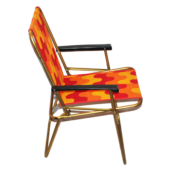 Chaise pliante de camping vintage Lafuma tissu à motifs géométriques