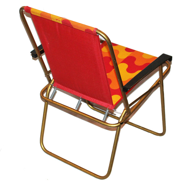 Chaise pliante de camping vintage Lafuma tissu à motifs géométriques