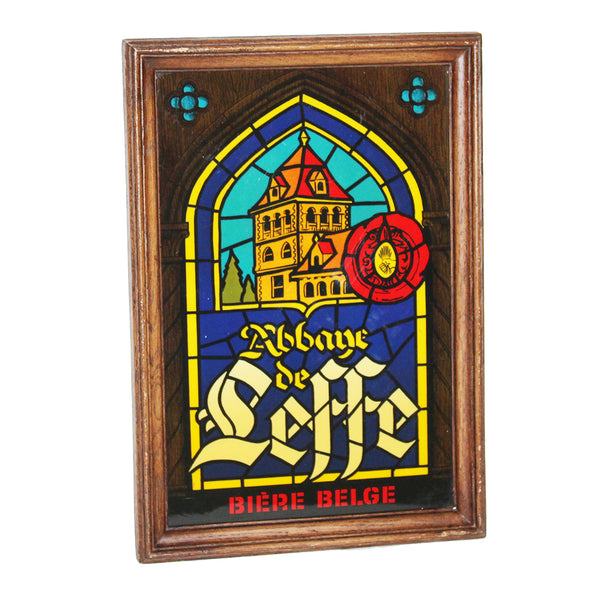 Enseigne publicitaire lumineuse de bistrot bière belge Abbaye de Leffe vintage