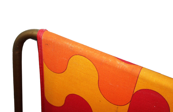 Chaise pliante de camping vintage Lafuma tissu à motifs géométriques