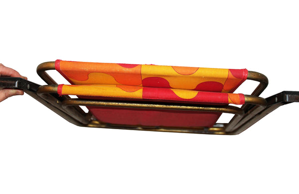 Chaise pliante de camping vintage Lafuma tissu à motifs géométriques