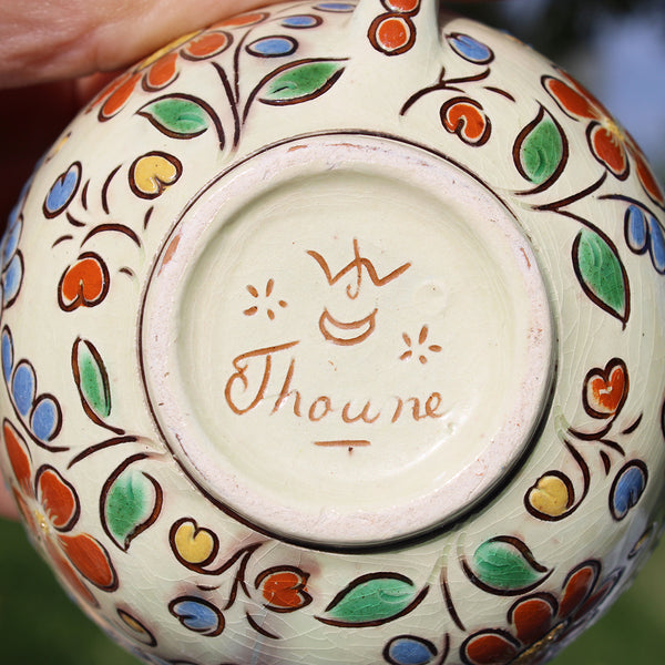 Ancienne tasse à café / thé + soucoupe / Émaux de Thoune ( Suisse )