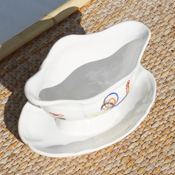 Saucière en faïence de MBFA Pornic modèle Coq