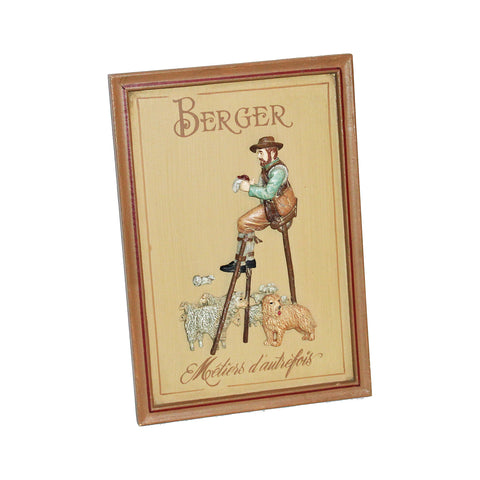 Petit tableau Country Corner vintage Métiers d'autrefois Berger 36 cm x 25 cm