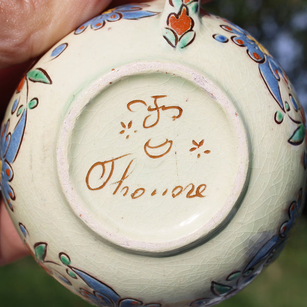 Ancienne tasse à café / thé + soucoupe / Émaux de Thoune ( Suisse )