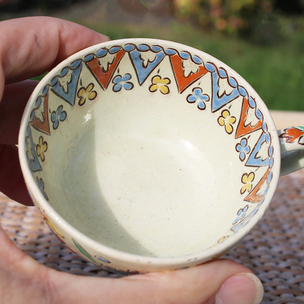 Ancienne tasse à café / thé + soucoupe / Émaux de Thoune ( Suisse )