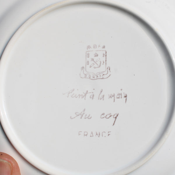 Ensemble de 6 assiettes à dessert 19.5 cm en faïence de MBFA Pornic modèle Coq