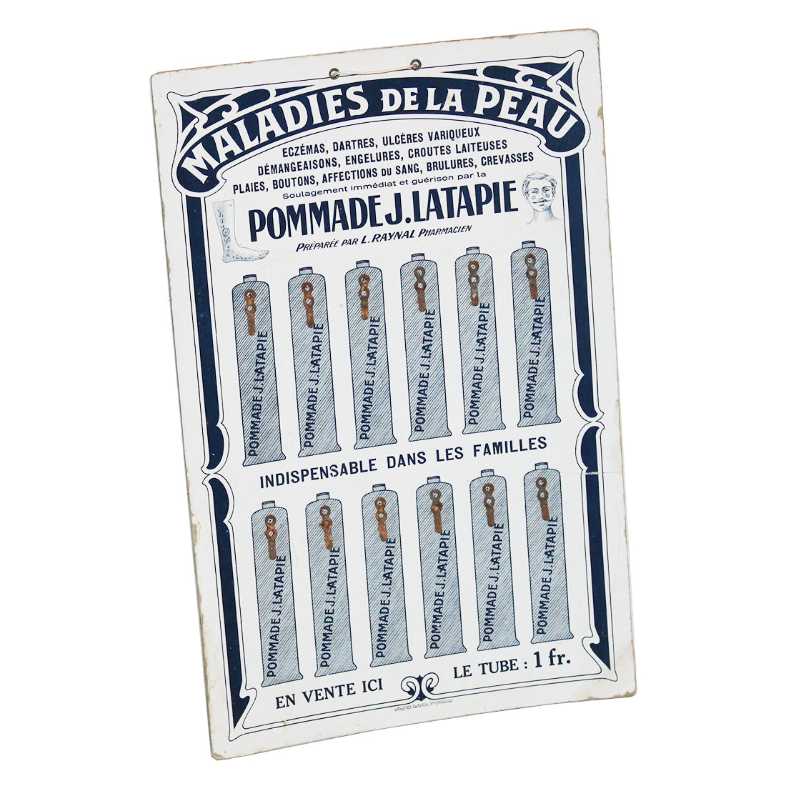 Ancien carton publicitaire présentoir pommade J. Latapie Maladies de la Peau