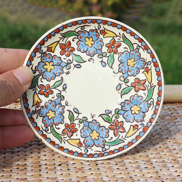 Ancienne tasse à café / thé + soucoupe / Émaux de Thoune ( Suisse )