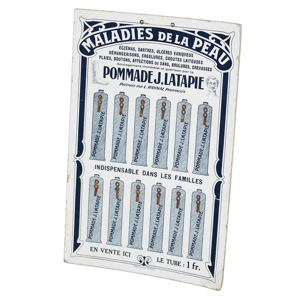 Ancien carton publicitaire présentoir pommade J. Latapie Maladies de la Peau