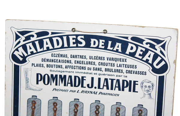 Ancien carton publicitaire présentoir pommade J. Latapie Maladies de la Peau