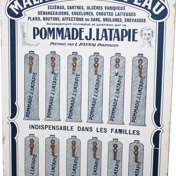 Ancien carton publicitaire présentoir pommade J. Latapie Maladies de la Peau