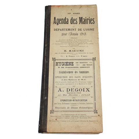 Ancien Agenda des Mairies département de l'Orne année 1913