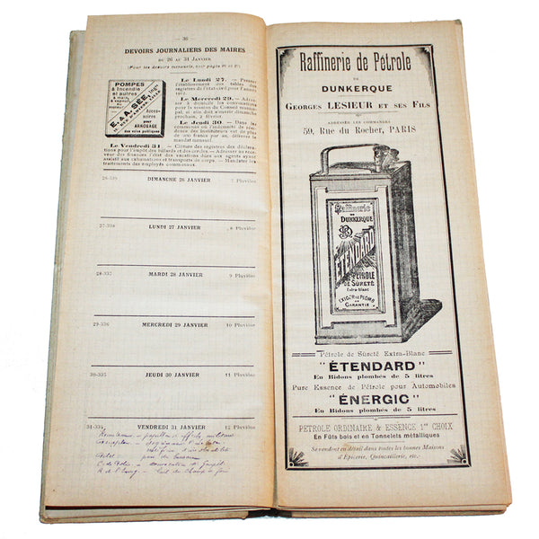 Ancien Agenda des Mairies département de l'Orne année 1913