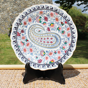 Ancienne assiette plate 22.5 cm en faïence de Gien modèle Cachemire