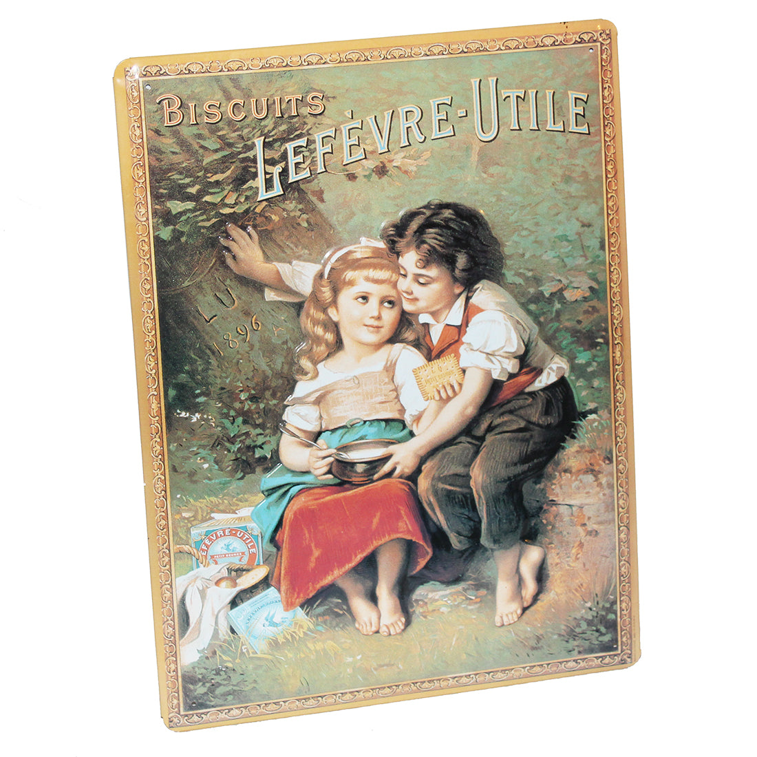 Plaque publicitaire biscuits Lu Lefèvre-Utile en tôle lithographiée éditions Clouet ( 2005 )