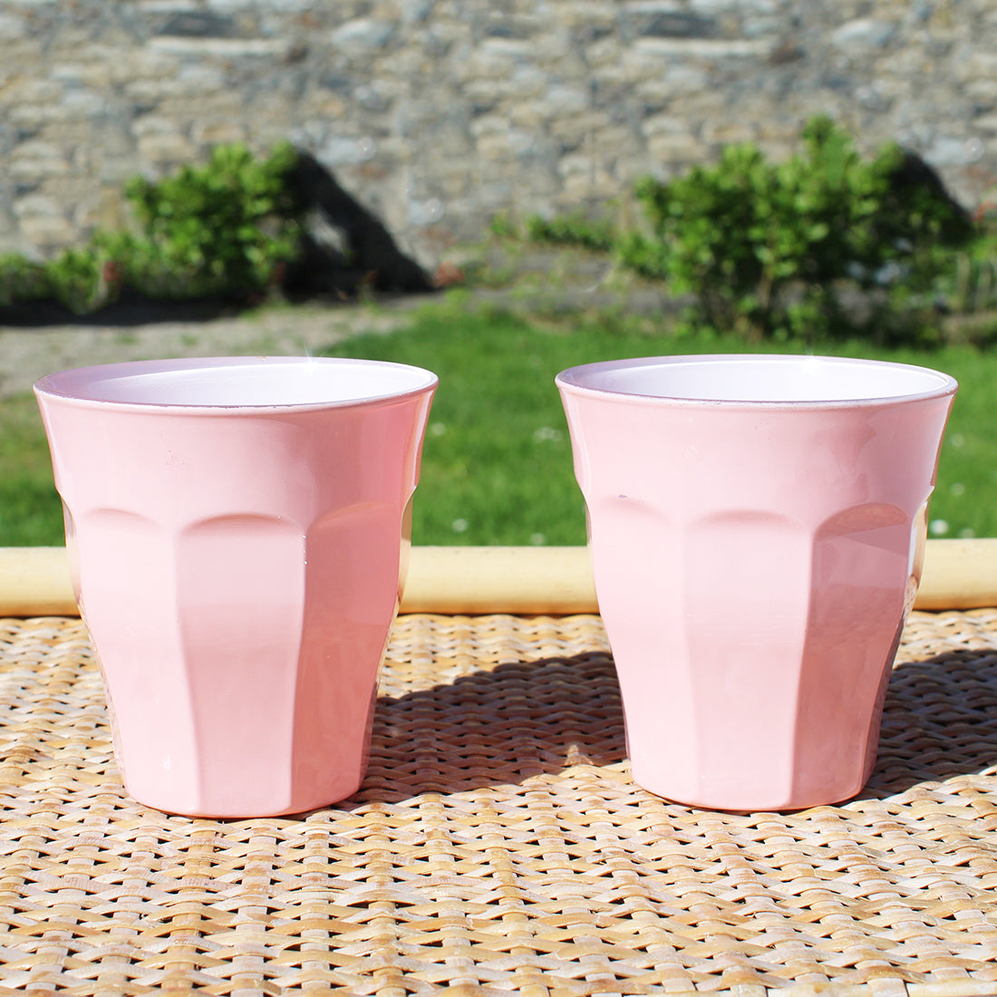 Paire de verres / gobelets Duralex modèle Le Picardie coloris rose pastel