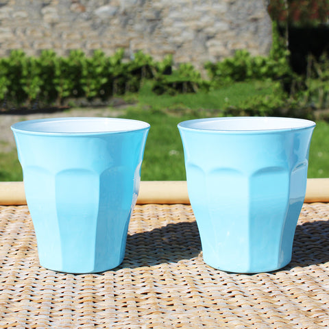 Paire de verres / gobelets Duralex modèle Le Picardie coloris bleu pastel