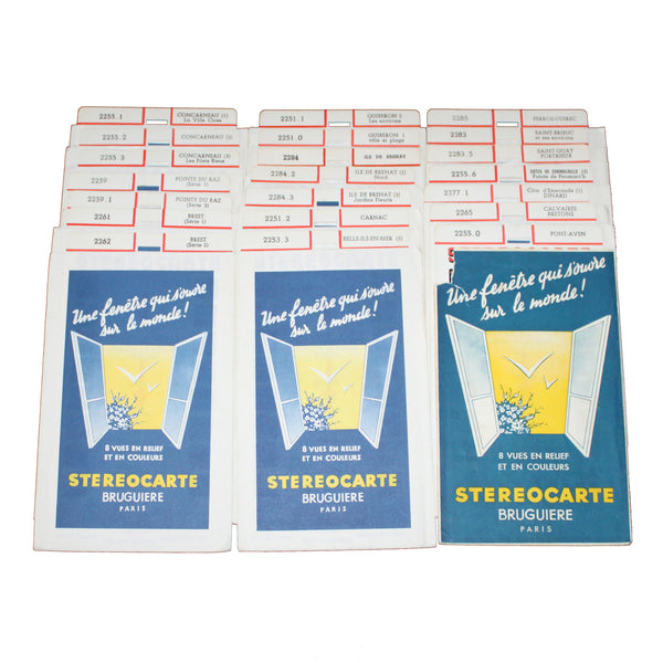 Lot de 21 stéréocartes anciennes – STEREOCARTE Bruguière Paris – Vues de Bretagne