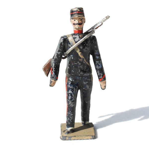 Ancienne figurine en plomb plein CBG Mignot soldat français / Artilleur de campagne à pied