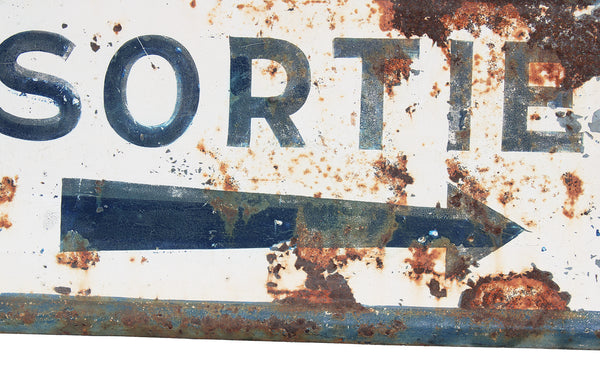 Ancien panneau de signalisation / plaque / Sortie en tôle peinte / non émaillée