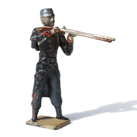 Ancienne figurine en plomb plein CBG Mignot soldat français / Artilleur de campagne au feu