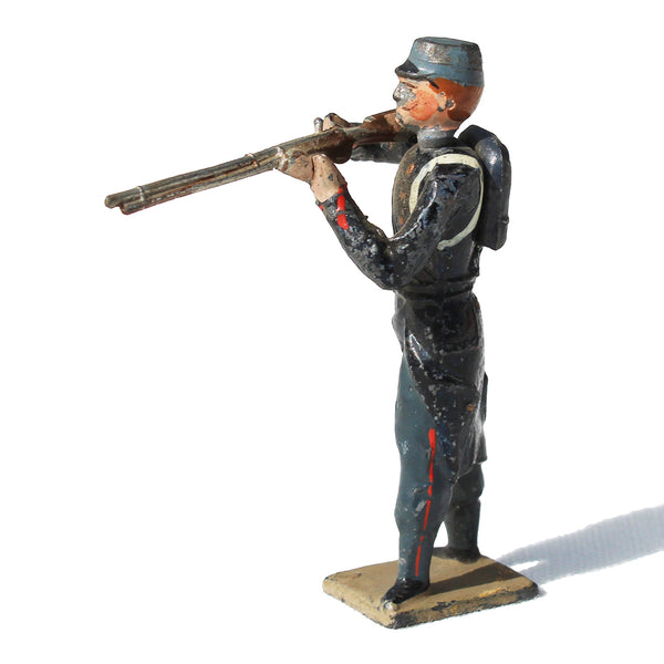 Ancienne figurine en plomb plein CBG Mignot soldat français / Artilleur de campagne au feu