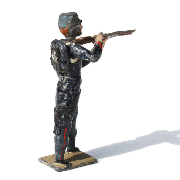 Ancienne figurine en plomb plein CBG Mignot soldat français / Artilleur de campagne au feu