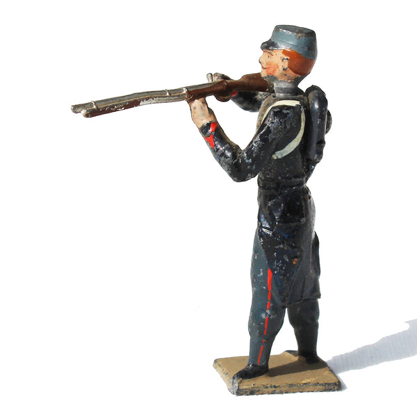 Ancienne figurine en plomb plein CBG Mignot soldat français / Artilleur de campagne au feu