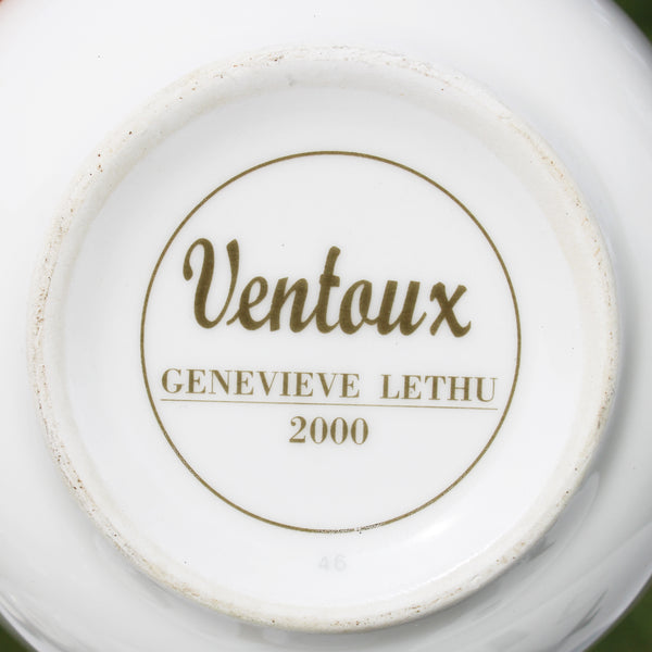 Grosse tasse à déjeuner / chocolat + soucoupe vintage en porcelaine par Geneviève Lethu modèle Ventoux