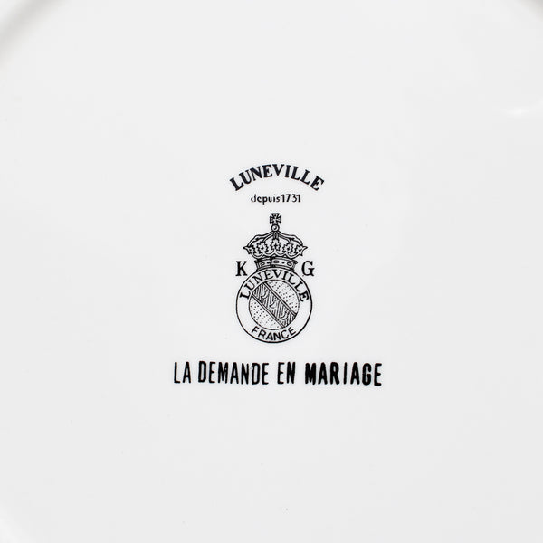 Ensemble de 6 assiettes plates 21 cm en faïence de K.G. Lunéville modèle " La Demande en Mariage "