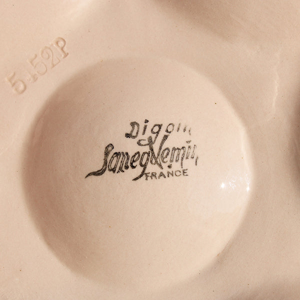 Ancienne assiette à coquillages / huîtres en faïence de Sarreguemines Digoin rose poudré