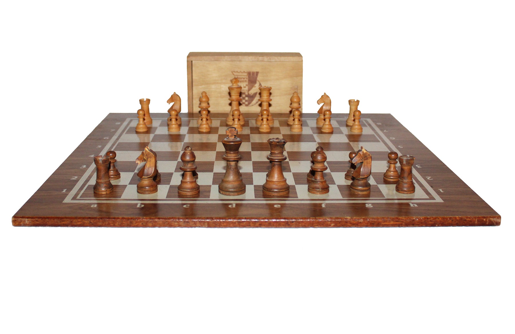 Gout Chavet - Jeu D'échecs - Pondéré-Echiquier Cuir 50 Cm - King 100mm En Buis Naturel Et Teint En Brun Gout Chavet - Jeu D'échecs - Pondéré-Echiquier Cuir 50 Cm - King 100mm En Buis Naturel Et Teint En Brun