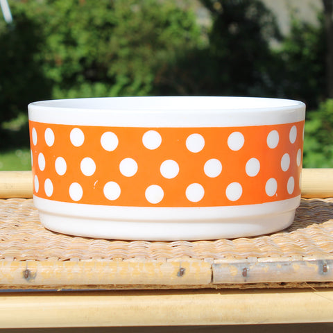 Petit saladier 17.3 cm en Arcopal vintage modèle Polka orange à pois