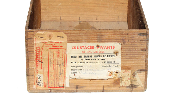 Ancienne caisse en bois / Grands Viviers de Primel / Crustacés Vivants / Oulhen & Fils à Plougasnou