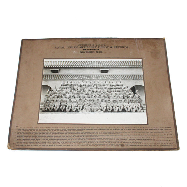 Photo militaire originale – Royal Indian Artillery Depot & Records – Muttra, novembre 1945