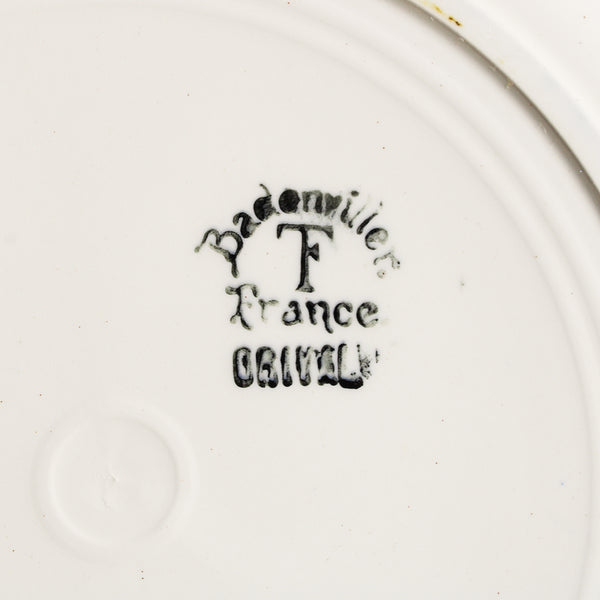 Ensemble de 4 assiettes plates anciennes 22.2 cm en faïence de Badonviller modèle Orival