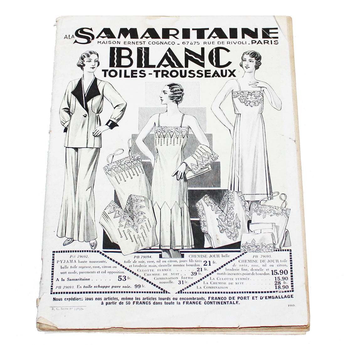 Ancien catalogue publicitaire 1931 à la Samaritaine Paris / Blanc - Toiles - Trousseaux